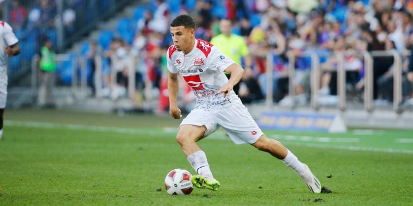 FC Basel - Lausanne Ouchy Ismael Gharbi (Ouchy) 01.10. 2023 St.Jakob Park Basel , SCHWEIZ, Saison 2023 2024 Fussball Herren Super League FC Basel - Lausanne Ouchy Ismael Gharbi (Ouchy)
