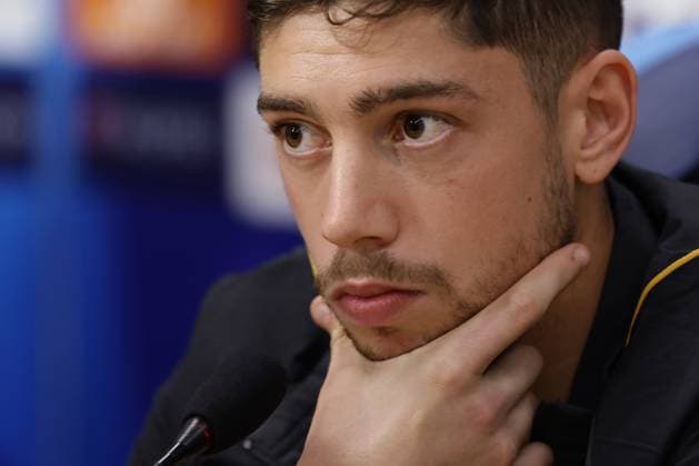 Italy: press conference, PK, Pressekonferenz Real Madrid CL Real Madrid s Uruguayan midfielder Federico Valverde during press conference Real Madrid before UEFA Champions League match against SSC Napoli at the Diego Armando Maradona stadium October 02, 2023, in Naples, Italy. ABPH9817 Copyright: xAntonioxBalascox