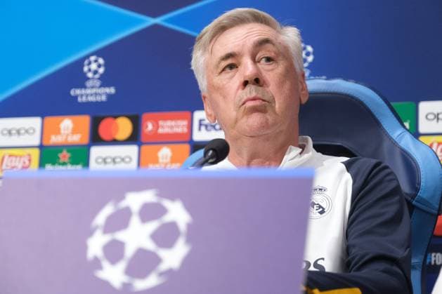 Italy: press conference, PK, Pressekonferenz Real Madrid CL Real Madrid s italian coach Carlo Ancelotti during press conference Real Madrid before UEFA Champions League match against SSC Napoli at the Diego Armando Maradona stadium October 02, 2023, in Naples, Italy. DSCF9250 Copyright: xAntonioxBalascox