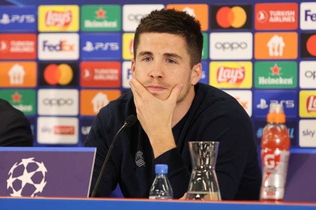 SOCCER - UEFA CL, RBS vs Sociedad SALZBURG,AUSTRIA,02.OCT.23 - SOCCER - UEFA Champions League, group stage, Red Bull Salzburg vs Real Sociedad, preview, press conference, PK, Pressekonferenz Sociedad. Image shows Igor Zubeldia (Sociedad).  GEPAxpictures xMathiasxMandl