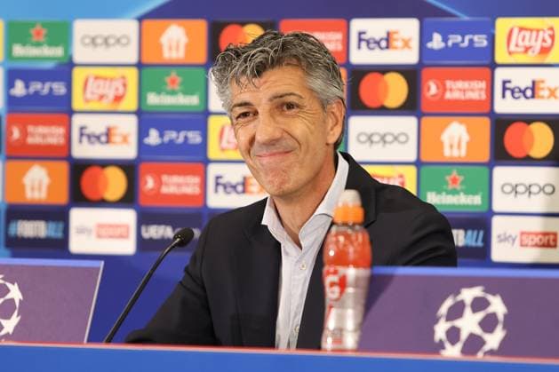 SOCCER - UEFA CL, RBS vs Sociedad SALZBURG,AUSTRIA,02.OCT.23 - SOCCER - UEFA Champions League, group stage, Red Bull Salzburg vs Real Sociedad, preview, press conference, PK, Pressekonferenz Sociedad. Image shows head coach Imanol Alguacil (Sociedad).  GEPAxpictures xMathiasxMandl