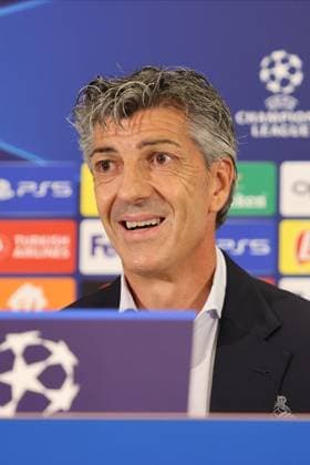SOCCER - UEFA CL, RBS vs Sociedad SALZBURG,AUSTRIA,02.OCT.23 - SOCCER - UEFA Champions League, group stage, Red Bull Salzburg vs Real Sociedad, preview, press conference, PK, Pressekonferenz Sociedad. Image shows head coach Imanol Alguacil (Sociedad).  GEPAxpictures xMathiasxMandl