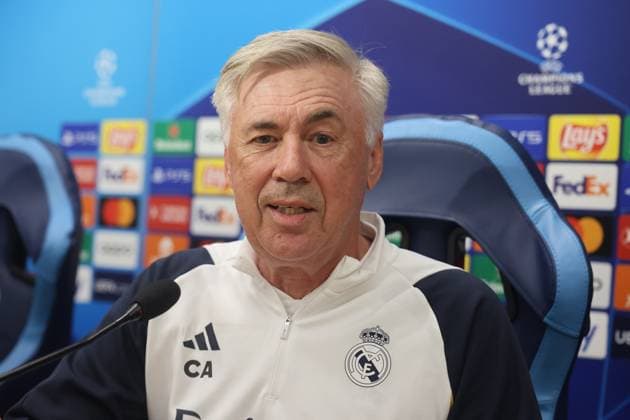 October 2, 2023, NAPOLI, CAMPANIA, ITALIA: 2 10 2023 Naples, Diego Armando Maradona Stadium, press conference, PK, Pressekonferenz for the champions match between Napoli and Real Madrid.In photo: Coach Real Madrid Carlo Ancelotti NAPOLI ITALIA - ZUMAs236 20231002_aap_s236_007 Copyright: xFabioxSassox