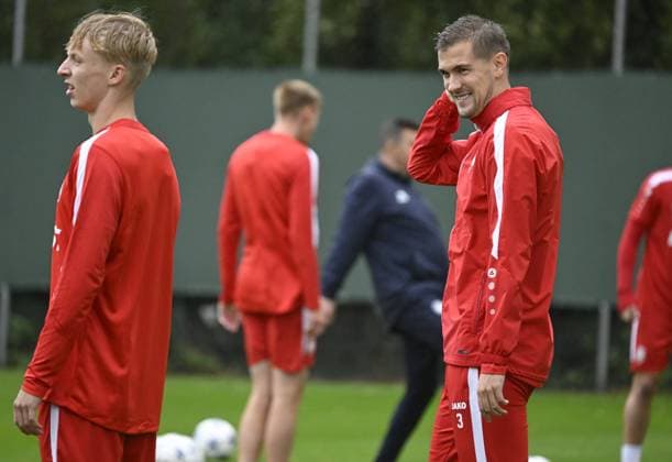 Antwerp s Bjorn Engels pictured during a training session of Belgian soccer team Royal Antwerp FC, on Tuesday 03 October 2023 in Antwerp. The team is preparing for tomorrow s game against Ukrainian club Shakhtar Donetsk, on day two of the Champions League group stage, in the group H. TOM GOYVAERTS TomxGoyvaerts  x76098813x