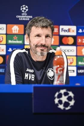 Antwerp s head coach Mark van Bommel pictured during a press conference, PK, Pressekonferenz of Belgian soccer team Royal Antwerp FC, on Tuesday 03 October 2023 in Antwerp. The team is preparing for tomorrow s game against Ukrainian club Shakhtar Donetsk, on day two of the Champions League group stage, in the group H. TOM GOYVAERTS TomxGoyvaerts  x76117430x