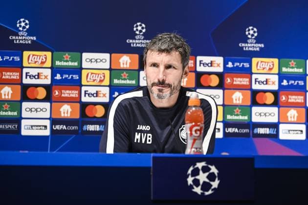 Antwerp s head coach Mark van Bommel pictured during a press conference, PK, Pressekonferenz of Belgian soccer team Royal Antwerp FC, on Tuesday 03 October 2023 in Antwerp. The team is preparing for tomorrow s game against Ukrainian club Shakhtar Donetsk, on day two of the Champions League group stage, in the group H. TOM GOYVAERTS TomxGoyvaerts  x76117440x