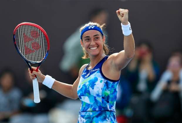 (231003) -- BEIJING, Oct. 3, 2023 -- France s Caroline Garcia celebrates winning Kazakhstan s Yulia Putintseva during the women s singles second round match at 2023 China Open tennis tournament in Beijing, capital of China, Oct. 3, 2023. ) (SP)CHINA-BEIJING-TENNIS-CHINA OPEN-WOMEN S SINGLES-2ND ROUND (CN) LuoxYuan 