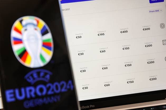 EURO 2024 tickets go on general sale Photo taken on October 2023 in Zagreb, Croatia shows illustration for ticket applications for UEFA EURO, EM, Europameisterschaft,Fussball 2024 through the official UEFA ticketing platform. Over 1.2 million tickets will be available in the application period from 3 October until 26 October 2023. LukaxStanzl PIXSELL
