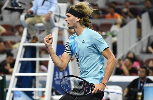 (231003) -- BEIJING, Oct. 3, 2023 -- Germany s Alexander Zverev competes during the men s singles semifinal between Germany s Alexander Zverev and Russia s Daniil Medvedev at 2023 China Open tennis tournament in Beijing, capital of China, Oct. 3, 2023. ) (SP)CHINA-BEIJING-TENNIS-CHINA OPEN-MEN S SINGLES-SEMIFINAL (CN) ZhangxChenlin 