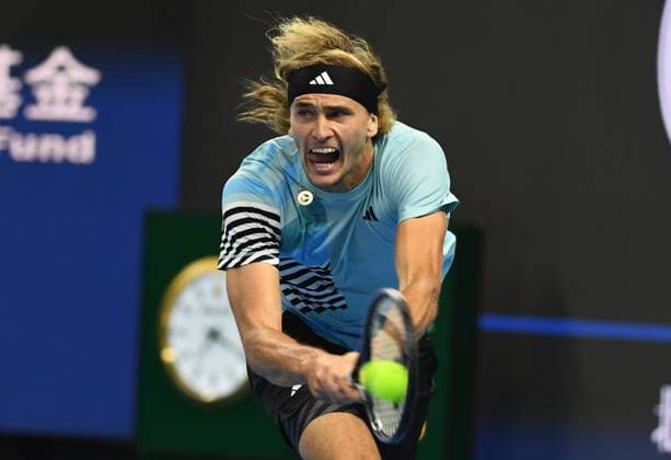 (231003) -- BEIJING, Oct. 3, 2023 -- Germany s Alexander Zverev competes during the men s singles semifinal between Germany s Alexander Zverev and Russia s Daniil Medvedev at 2023 China Open tennis tournament in Beijing, capital of China, Oct. 3, 2023. ) (SP)CHINA-BEIJING-TENNIS-CHINA OPEN-MEN S SINGLES-SEMIFINAL (CN) ZhangxChenlin 