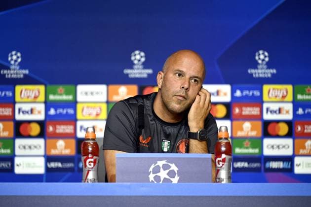MADRID - Feyenoord coach Arne Slot during Feyenoord s press conference, PK, Pressekonferenz prior to the UEFA Champions League match against Atletico Madrid at Estadio Metropolitano on October 3, 2023 in Madrid, Spain. ANP OLAF KRAAK UEFA Champions League 2023 24 MD-1 2023 2024 xVIxANPxSportx xxANPxIVx 480122272 originalFilename: 480122272.jpg