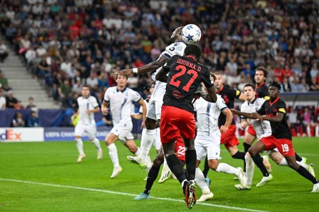 SOCCER - UEFA CL, RBS vs Sociedad SALZBURG,AUSTRIA,03.OCT.23 - SOCCER - UEFA Champions League, group stage, Red Bull Salzburg vs Real Sociedad. Image shows Hamari Traore (Sociedad) and Lucas Gourna Douath (Salzburg).  GEPAxpictures xDanielxSchoenherr