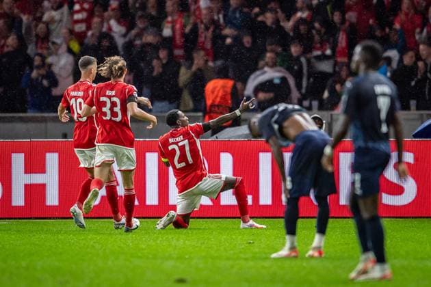 UEFA Champions League: 1. FC Union Berlin vs Sporting Braga. Berlin, 03.10.2023 Jubel zum 1:0 durch Sheraldo Becker (1. FC Union Berlin, 27) UEFA Champions Leaguel: 1. FC Union Berlin vs Sporting Braga, Olympiastadion, Berlin, 03.10.2023 Copyright: xBEAUTIFULxSPORTS LucianoxLimax