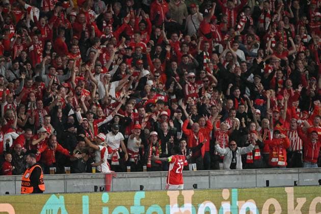 Fussball, Herren, Saison 2023 2024, UEFA Champions League (Gruppe C, 2. Spieltag), 1. FC Union Berlin - Sporting Braga, v. l. Sheraldo Becker (1. FC Union Berlin) Torjubel, jubelt nach dem Tor zum 2:0, 03.10. 2023, Copyright: xMatthiasxKochx