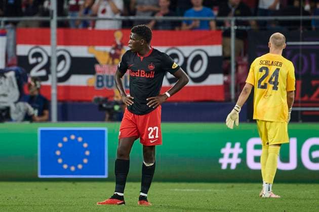 Salzburg, Österreich 03. Oktober 2023: Champions League - 2023 2024 - RB Salzburg vs. Real Sociedad Im Bild: Alexander Schlager (FC Salzburg) frustriert nach dem Tor zum 0:2 Red Bull Arena Copyright: xFotostandx xWassmuthx