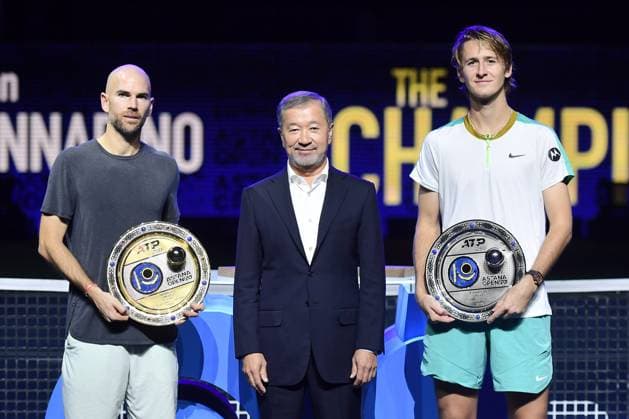 Ceremonie Adrian Mannarino vs Sebastian Korda TENNIS : Tournoi d Astana - Finale - ATP, Tennis Herren 250 - 03 10 2023 AndreyUdartsev Panoramic 