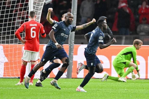 Fussball, Herren, Saison 2023 2024, UEFA Champions League (Gruppe C, 2. Spieltag), 1. FC Union Berlin - Sporting Braga, v. l. Bruma (Sporting Braga) Torjubel, jubelt nach dem Tor zum 2:2, 03.10. 2023, Copyright: xMatthiasxKochx