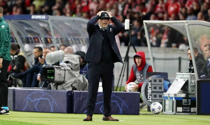 Trainer Urs Fischer enttäuscht nach vergebener Torchance Enttäuschung Fußball Fussball UEFA Champions League UCL Herren 2.Spieltag Saison 2023 2024 03.10.2023 1.FC Union Berlin FCU vs SC Braga Olympiastadion DFL regulations prohibit any use of photographs as image sequences and or quasi-video