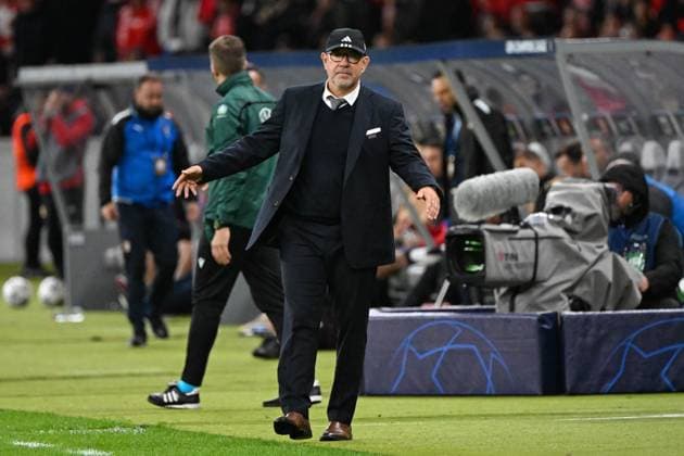 Fussball, Herren, Saison 2023 2024, UEFA Champions League (Gruppe C, 2. Spieltag), 1. FC Union Berlin - Sporting Braga, v. l. Trainer Urs Fischer (1. FC Union Berlin) gestikuliert, gestures, 03.10. 2023, Copyright: xMatthiasxKochx