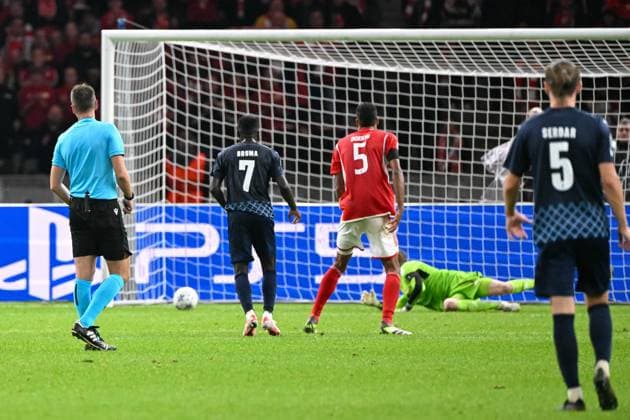 Fussball, Herren, Saison 2023 2024, UEFA Champions League (Gruppe C, 2. Spieltag), 1. FC Union Berlin - Sporting Braga, v. l. Andre Castro (Sporting Braga) nicht im Bild - erzielt das Tor zum 2:3, 03.10. 2023, Copyright: xMatthiasxKochx