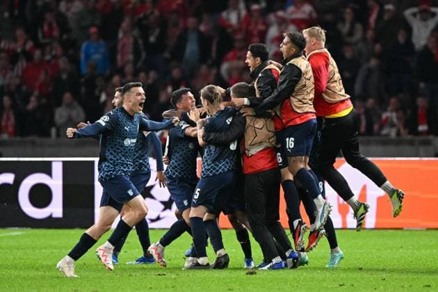 Fussball, Herren, Saison 2023 2024, UEFA Champions League (Gruppe C, 2. Spieltag), 1. FC Union Berlin - Sporting Braga, v. l. Andre Castro (Sporting Braga) Torjubel, jubeln nach dem Tor zum 2:3, 03.10. 2023, Copyright: xMatthiasxKochx