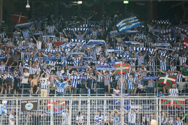 SOCCER - UEFA CL, RBS vs Sociedad SALZBURG,AUSTRIA,03.OCT.23 - SOCCER - UEFA Champions League, group stage, Red Bull Salzburg vs Real Sociedad. Image shows fans of Sociedad.  GEPAxpictures xMathiasxMandl