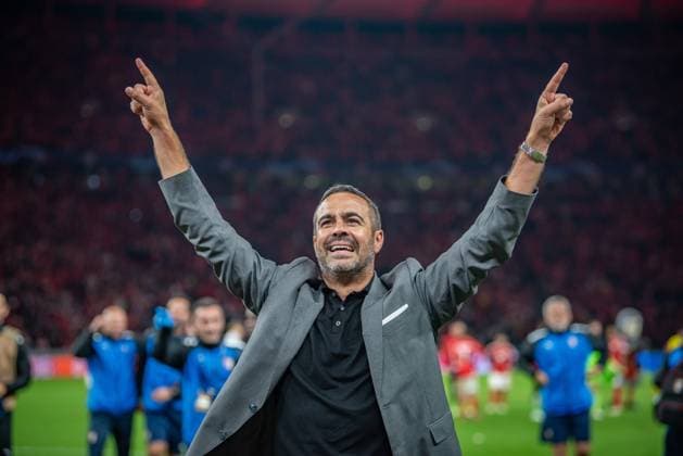 UEFA Champions League: 1. FC Union Berlin vs Sporting Braga. Berlin, 03.10.2023 Artur Jorge (Trainer Sporting Braga) feiern nach dem Siega UEFA Champions Leaguel: 1. FC Union Berlin vs Sporting Braga, Olympiastadion, Berlin, 03.10.2023 Copyright: xBEAUTIFULxSPORTS LucianoxLimax