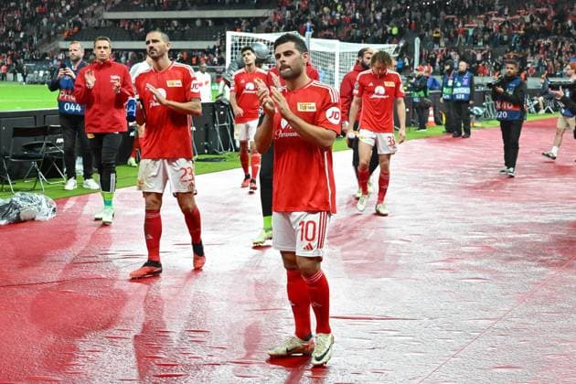 Fussball, Herren, Saison 2023 2024, UEFA Champions League (Gruppe C, 2. Spieltag), 1. FC Union Berlin - Sporting Braga, v. l. Kevin Volland (1. FC Union Berlin) gestikuliert, gestures, 03.10. 2023, Copyright: xMatthiasxKochx