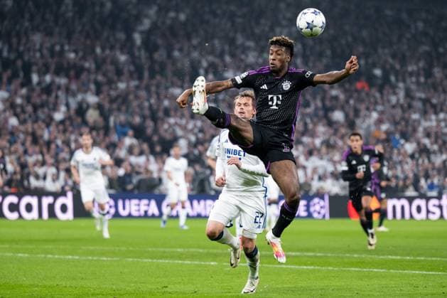 231003 Peter Ankersen of Copenhagen and Kingsley Coman of Bayern Munich during the UEFA Champions League football match between FC Copenhagen and Bayern Munich on October 3, 2023 in Köpenhamn. Photo: Petter Arvidson BILDBYRAN kod PA PA0658 fotboll football soccer fotball champions league fc copenhagen bayern münchen bbeng bayern munich fc köpenhamn Copyright: PETTERxARVIDSON BB231003PA031