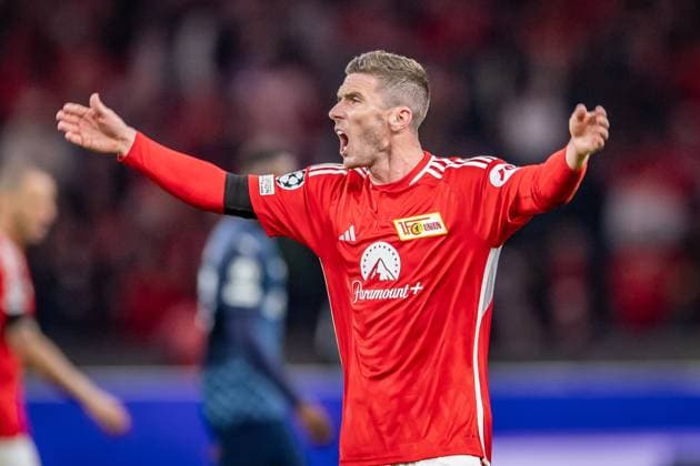UEFA Champions League: 1. FC Union Berlin vs Sporting Braga. Berlin, 03.10.2023 Robin Gosens (1. FC Union Berlin, 6) frustriert UEFA Champions Leaguel: 1. FC Union Berlin vs Sporting Braga, Olympiastadion, Berlin, 03.10.2023 Copyright: xBEAUTIFULxSPORTS LucianoxLimax