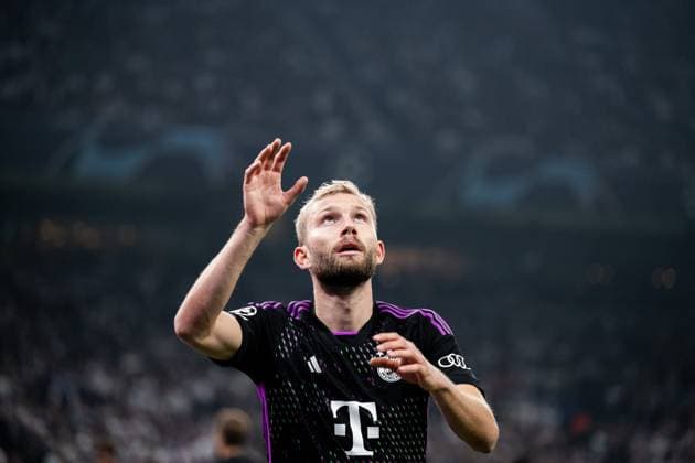 231003 Konrad Laimer of Bayern Munich during the UEFA Champions League football match between FC Copenhagen and Bayern Munich on October 3, 2023 in Köpenhamn. Photo: Petter Arvidson BILDBYRAN kod PA PA0658 fotboll football soccer fotball champions league fc copenhagen bayern münchen bbeng bayern munich fc köpenhamn Copyright: PETTERxARVIDSON BB231003PA037
