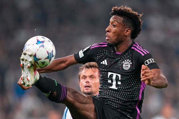 Kingsley Coman (11) of FC Bayern Munich during the Champions League match between FC Copenhagen and FC Bayern Munich, second round in Group A, at Parken, Copenhagen, Tuesday, October 3, 2023. (Photo: Mads Claus Rasmussen Scanpix 2023) , Copenhagen Denmark Copyright: MadsxClausxRasmussenx COP14434 spdk20231003-211255-L