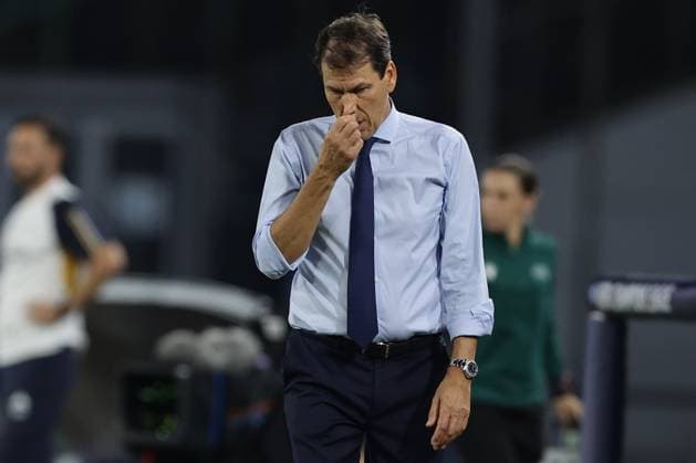 Italy: Serie a football match SSC Napoli vs Real Madrid SSC Napoli s French coach Rudi Jose Garcia looks dejected during the Uefa champions league match between SSC Napoli vs Real Madrid at the Diego Armando Maradona Stadium in Naples, southern Italy, on October 03, 2023. ABPH2575 Copyright: xAntonioxBalascox