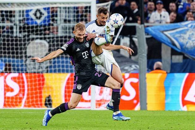 Konrad Laimer (FC Bayern Muenchen, 27), Denis Vavro (FC Kopenhagen, 03) DEN, FC Kopenhagen vs. FC Bayern Muenchen, Fussball, Champions League, Gruppe A, Spieltag 2, Saison 2023 2024, 03.10.2023 DEN, FC Kopenhagen vs. FC Bayern Muenchen, Fussball, Champions League, Gruppe A, Spieltag 2, Saison 2023 2024, 03.10.2023 Kopenhagen Copyright: xEibner-Pressefoto MarcelxvonxFehrnx EP_MFN