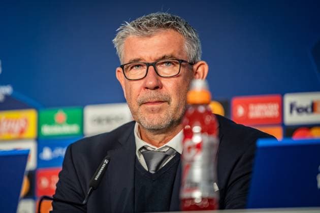 UEFA Champions League: 1. FC Union Berlin vs Sporting Braga. Berlin, 03.10.2023 Urs Fischer (1. FC Union Berlin Trainer) auf der Pressekonferenz nach dem Spiel UEFA Champions Leaguel: 1. FC Union Berlin vs Sporting Braga, Olympiastadion, Berlin, 03.10.2023 Copyright: xBEAUTIFULxSPORTS LucianoxLimax