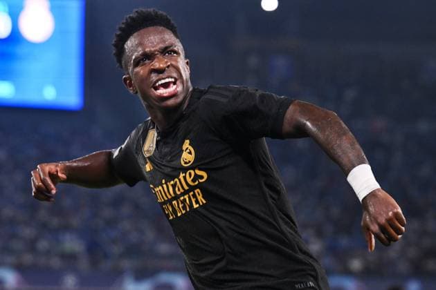 Ci Napoli 03 10 2023 - Champions League Napoli-Real Madrid foto Carmelo Imbesi Image nella foto: esultanza gol Vinicius Junior 