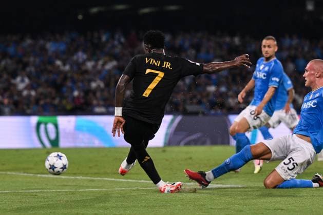 Ci Napoli 03 10 2023 - Champions League Napoli-Real Madrid foto Carmelo Imbesi Image nella foto: gol Vinicius Junior 
