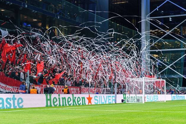 Fans Ultras FC Bayern Muenchen DEN, FC Kopenhagen vs. FC Bayern Muenchen, Fussball, Champions League, Gruppe A, Spieltag 2, Saison 2023 2024, 03.10.2023 DEN, FC Kopenhagen vs. FC Bayern Muenchen, Fussball, Champions League, Gruppe A, Spieltag 2, Saison 2023 2024, 03.10.2023 Kopenhagen Copyright: xEibner-Pressefoto MarcelxvonxFehrnx EP_MFN