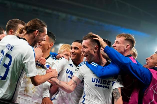 FC Copenhagen s Lukas Lerager (12) has scored to make it 1-0 during the Champions League match between FC Copenhagen and FC Bayern Munich, second round in Group A, at Parken, Copenhagen, Tuesday, October 3, 2023. (Photo: Liselotte Sabroe Scanpix 2023) , Copenhagen Denmark Copyright: MadsxClausxRasmussenx COP14434 spdk20231003-221727-L