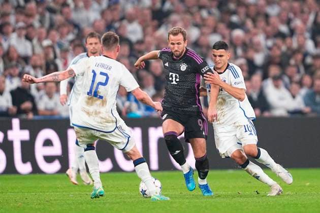 Harry Kane (9) of FC Bayern Munich during the Champions League match between FC Copenhagen and FC Bayern Munich, second round in Group A, at Parken, Copenhagen, Tuesday, October 3, 2023. (Photo: Mads Claus Rasmussen Scanpix 2023) , Copenhagen Denmark Copyright: MadsxClausxRasmussenx COP14434 spdk20231003-222116-L