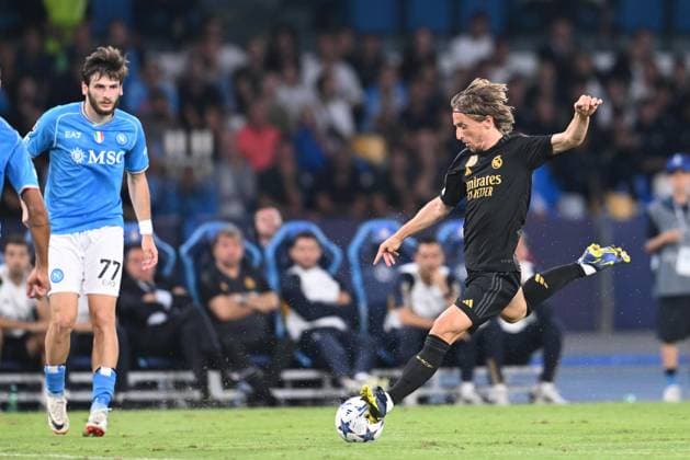 October 3, 2023, NAPOLI, ITALY: Real Madrid™s midfielder Luka Modric™ in action during UEFA Champions League group stage soccer match at the Diego Armando Maradona stadium in Naples, Italy, 03 October 2023. ANSA CIRO FUSCO UEFA Champions League; Napoli-Real Madrid  - ZUMAa110 20231003_zaf_a110_053 Copyright: xCiroxFuscox