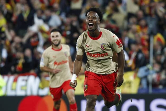 Joie - But de Elye Wahi (RC Lens) FOOTBALL : RC Lens Vs Arsenal - Ligue des Champions - 03 10 2023 MichaelBaucher Panoramic 