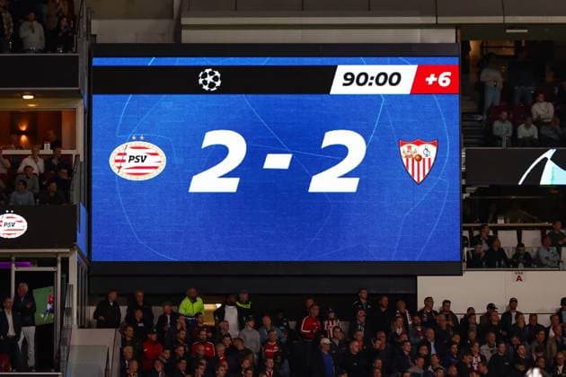 EINDHOVEN, 03-10-2023, Philips Stadium, UEFA Champions League season 2023 24, match between PSV and Sevilla, endscore after the match PSV - Sevilla PSV - Sevilla  x22614606x Copyright: