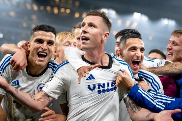 FC Copenhagen s Lukas Lerager scores to make it 1-0 during the Champions League match between FC Copenhagen and FC Bayern Munich, in the second round of Group A in Parken, Copenhagen, Tuesday, October 3, 2023.. (Photo: Mads Claus Rasmussen Ritzau Scanpix ) , Denmark Copyright: RitzauxScanpix MadsxClausxRasmussenx COP14434 spdk20231003-232045-L