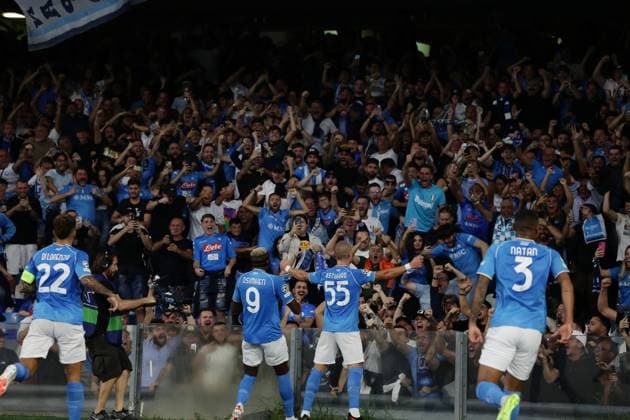 Foto Alessandro Garofalo LaPresse 03 ottobre 2023 Napoli, Italia - Calcio - Champions League 2023 2024 - Napoli Vs Real Madrid - Stadio Diego Armando Maradona. Nella foto: esultanza Leo Ostigard (SSC Napoli) dopo la rete del 1-0 October 03, 2023 Naples, Italy Sport - Soccer - Champions League 2023 2024 - Napoli Vs Real Madrid Diego Armando Maradona stadium. In the picture: Leo Ostigard (SSC Napoli) celebrates after scoring goal 1-0  Copyright: xAlessandroxGarofalo LaPressex