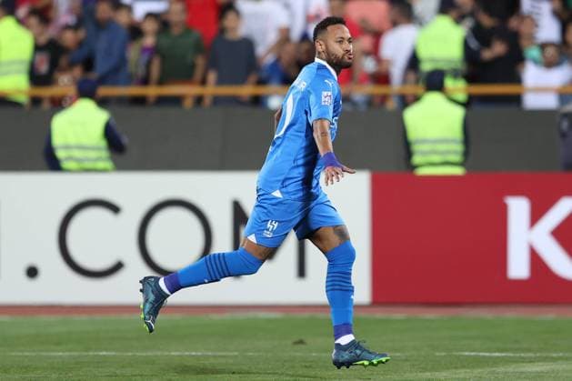 Sport Bilder des Tages IRAN, Tehran - 03 OCTOBER 2023 : Neymar of Al Hilal celebrate scoring he™s 1st ever goal for club during the Asia AFC Champions League round 2 group D match between Nassaji Mazandaran and Al Hilal at Azadi Stadium . Tehran. Iran. Nassaji Mazandaran v Al Hilal, AFC Champions League Copyright: xMmirhosseinixforxSFSIxLimitedx