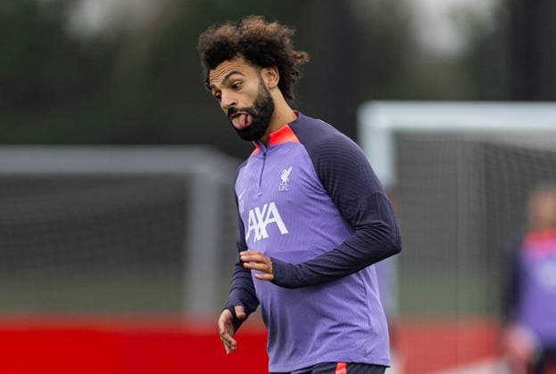 Sport Bilder des Tages Football - UEFA Europa League - Group E - Liverpool FC v Union SG - MD-1 LIVERPOOL, ENGLAND - Wednesday, October 4, 2023: Liverpool s Mohamed Salah during a training session at the AXA Training Centre ahead of the UEFA Europa League Group E match between Liverpool FC and Union SG. LIVERPOOL AXA Training Centre MERSEYSIDE ENGLAND  Copyright: xDavidxRawcliffex P2023-10-04-Liverpool_Union_MD-1-52