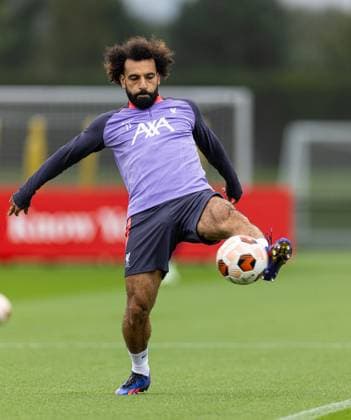 Football - UEFA Europa League - Group E - Liverpool FC v Union SG - MD-1 LIVERPOOL, ENGLAND - Wednesday, October 4, 2023: Liverpool s Mohamed Salah during a training session at the AXA Training Centre ahead of the UEFA Europa League Group E match between Liverpool FC and Union SG. LIVERPOOL AXA Training Centre MERSEYSIDE ENGLAND  Copyright: xDavidxRawcliffex P2023-10-04-Liverpool_Union_MD-1-70