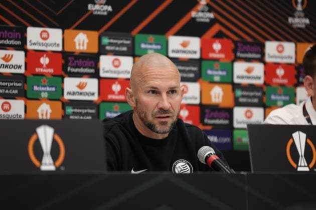 SOCCER - UEFA EL, Czestochowa vs Sturm, preview SOSNOWIEC,POLAND,04.OCT.23 - SOCCER - UEFA Europa League, group stage, Rakow Czestochowa vs SK Sturm Graz, preview, press conference, PK, Pressekonferenz Sturm. Image shows head coach Christian Ilzer (Sturm). GEPAxpictures xChrisxBauer