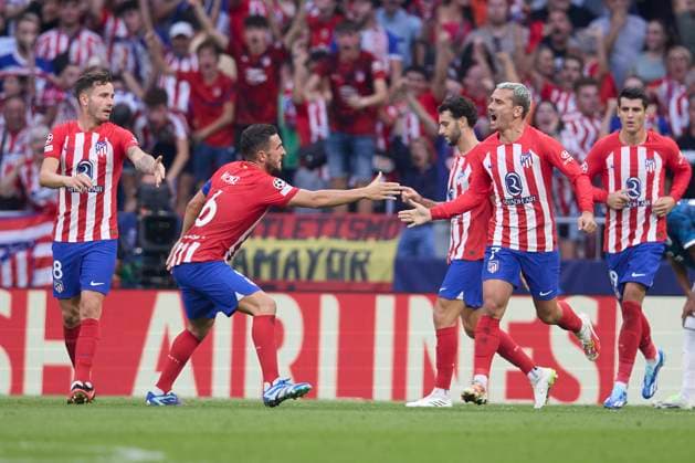 Spain, Madrid, 04.10.2023, Civitas Metropolitano Stadium, Atletico de Madrid v Feyenoord Rotterdam - UEFA Champions League match 1st round day 2, Antoine Griezmann (Atletico de Madrid) celebrates after scoring his team˜s second goal Madrid Civitas Metropolitano Stadium Spain